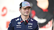 Oct 19, 2024; Austin, Texas, USA; Oracle Red Bull Racing driver Max Verstappen (1) of Team Netherlands smiles to the crowd during a fan forum before the Sprint Race in the 2024 Formula One US Grand Prix at Circuit of the Americas. Mandatory Credit: Jerome Miron-Imagn Images
