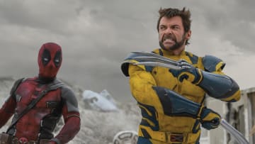 (L-R): Ryan Reynolds as Deadpool/Wade Wilson and Hugh Jackman as Wolverine/Logan in 20th Century Studios/Marvel Studios' DEADPOOL & WOLVERINE. Photo by Jay Maidment. © 2024 20th Century Studios / © and ™ 2024 MARVEL.