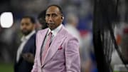 Nov 3, 2025; Arlington, Texas, USA; ESPN commentator Stephen A. Smith looks on before the game between the Dallas Cowboys and the Arizona Cardinals at AT&T Stadium. Mandatory Credit: Jerome Miron-Imagn Images