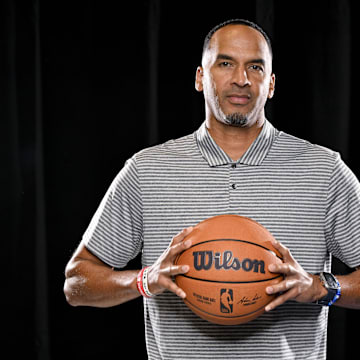 Dallas Mavericks general manager Nico Harrison poses for a photo during the 2024 Dallas Mavericks media day. 