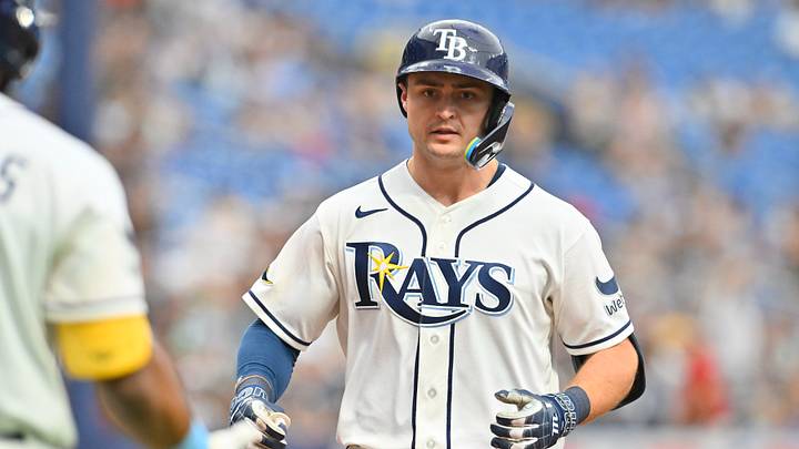 Aug 2, 2026; St. Petersburg, Florida, USA; Tampa Bay Rays second baseman Ben Williamson (15) celebrates a home run during the ninth inning against Chicago White Sox at Tropicana Field. Mandatory Credit: Pablo Robles-Imagn Images