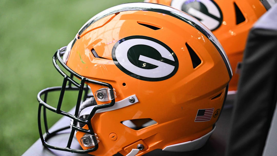 Dec 29, 2024; Minneapolis, Minnesota, USA;  A Green Bay Packers helmet sits ready before the game against the Minnesota Vikings at U.S. Bank Stadium.