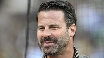 Sep 4, 2024; San Diego, California, USA; San Diego Padres CEO Erik Greupner looks on before a game against the Detroit Tigers at Petco Park. Mandatory Credit: Denis Poroy-Imagn Images