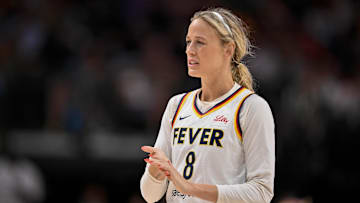 Indiana Fever guard Sophie Cunningham in action during the game between the Dallas Wings and the Indiana Fever.
