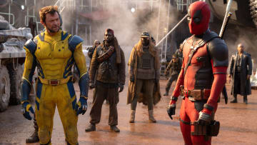 (L-R): Hugh Jackman as Wolverine/Logan and Ryan Reynolds as Deadpool/Wade Wilson in 20th Century Studios/Marvel Studios' DEADPOOL & WOLVERINE. Photo by Jay Maidment. © 2024 20th Century Studios / © and ™ 2024 MARVEL.