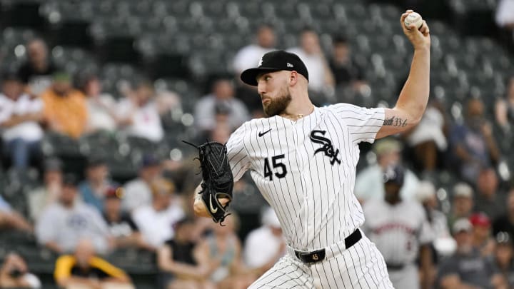 Jun 19, 2024; Chicago, Illinois, USA;  Chicago White Sox pitcher Garrett Crochet (45) delivers during the first inning against the Houston Astros at Guaranteed Rate Field. Mandatory Credit: Matt Marton-USA TODAY Sports