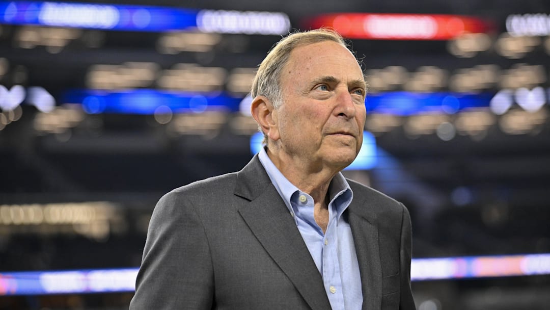 Nov 3, 2025; Arlington, Texas, USA; NHL commissioner Gary Bettman looks on before the game between the Dallas Cowboys and the Arizona Cardinals at AT&T Stadium. Mandatory Credit: Jerome Miron-Imagn Images