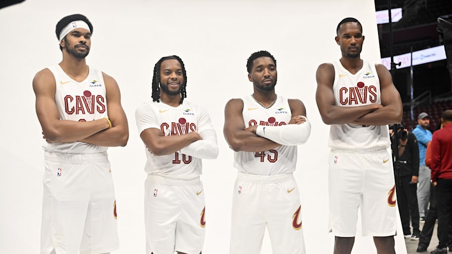 Jarrett Allen, Darius Garland, Donovan Mitchell and Evan Mobley