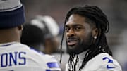 Dallas Cowboys cornerback Trevon Diggs looks on before the game between the Dallas Cowboys and the Baltimore Ravens at AT&T Stadium.