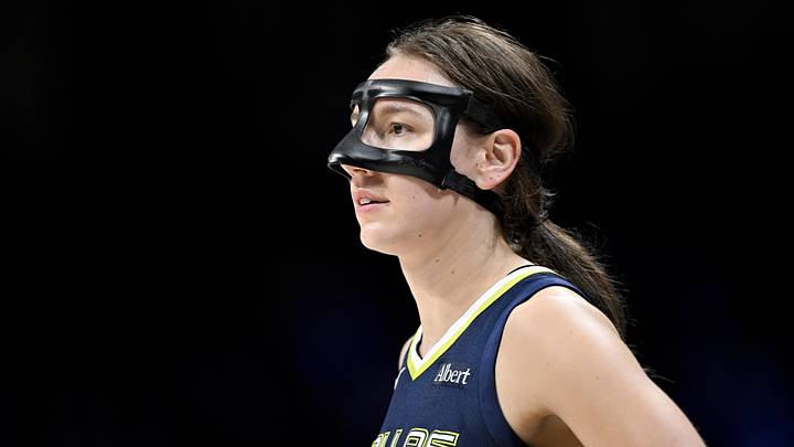 Jun 1, 2026; Arlington, Texas, USA; Dallas Wings forward Alanna Smith (8) looks on during the second half against the Seattle Storm at College Park Center. Mandatory Credit: Jerome Miron-Imagn Images