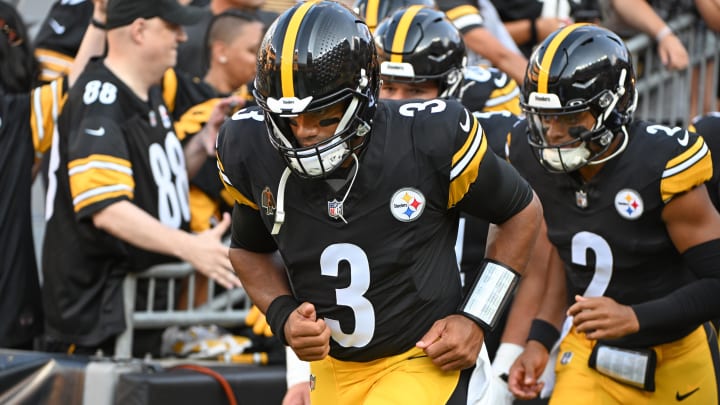 Pittsburgh Steelers quarterbacks Russell Wilson (3) and Justin Fields (2) may both play against the Atlanta Falcons.