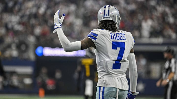 Dallas Cowboys cornerback Trevon Diggs (7) during the game between the Dallas Cowboys and the Washington Commanders.