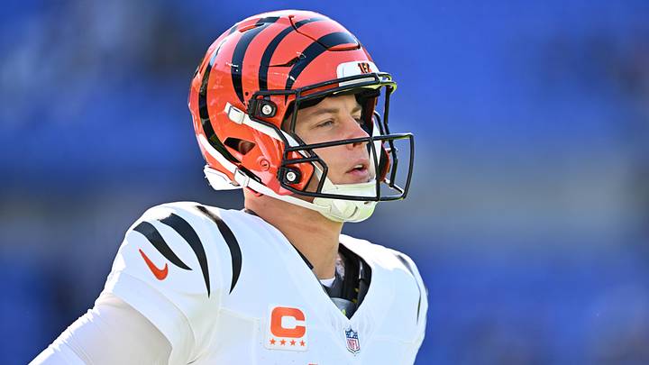Oct 25, 2026; Baltimore, Maryland, USA;  Cincinnati Bengals quarterback Joe Burrow (9) warms up prior to the game against the Baltimore Ravens at M&T Bank Stadium.  Mandatory Credit: Jamie Sabau-Imagn Images