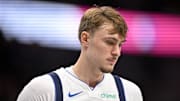 Oct 29, 2025; Dallas, Texas, USA; Dallas Mavericks forward Cooper Flagg (32) looks on during the first quarter against the Indiana Pacers at the American Airlines Center. Mandatory Credit: Jerome Miron-Imagn Images