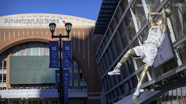 Mavs fans left an NSFW message for Nico Harrison outside the Dirk Nowitzki statue at American Airlines Center Mavs fans left an NSFW message for Nico Harrison outside the Dirk Nowitzki statue at American Airlines Center