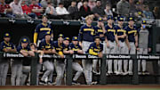 The Michigan Wolverines play the Arkansas Razorbacks during the Amegy Bank College Baseball Series.