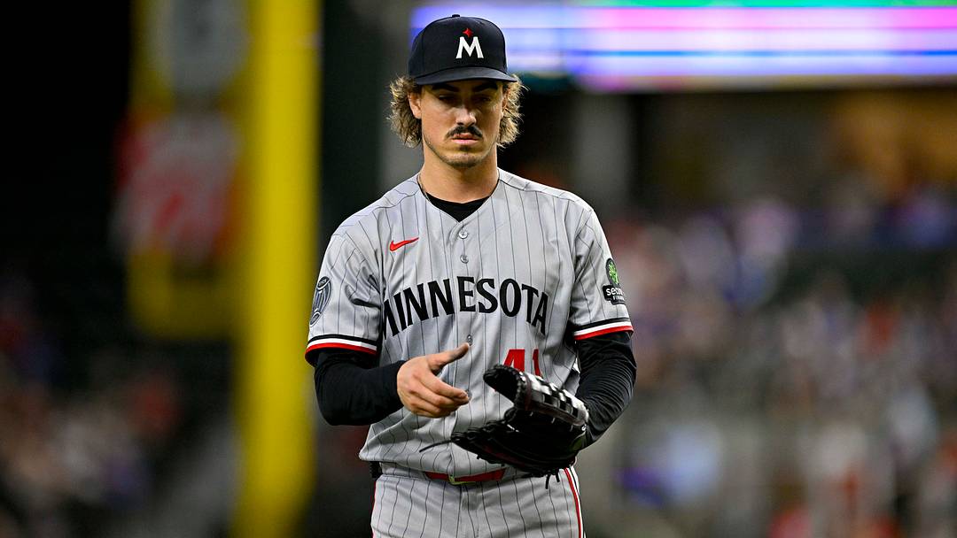 Jun 18, 2026; Arlington, Texas, USA; Minnesota Twins starting pitcher Joe Ryan (41) comes off the field after he pitches against the Texas Rangers during the third inning at Globe Life Field. Mandatory Credit: Jerome Miron-Imagn Images
