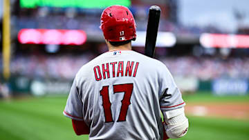 Aug 29, 2023; Philadelphia, Pennsylvania, USA; Los Angeles Angels designated hitter Shohei Ohtani