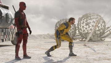 (L-R): Ryan Reynolds as Deadpool/Wade Wilson and Hugh Jackman as Wolverine/Logan in 20th Century Studios/Marvel Studios' DEADPOOL & WOLVERINE. Photo by Jay Maidment. © 2024 20th Century Studios / © and ™ 2024 MARVEL.