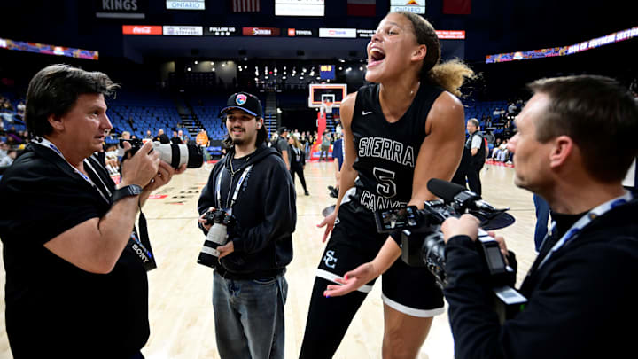 Jerzy Robinson and Sierra Canyon celebrate winning the CIF Southern Section Open Division title.
