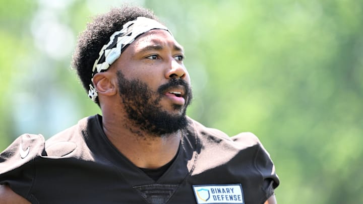 Garrett during practice at the Cleveland Browns training facility in Berea, Ohio.