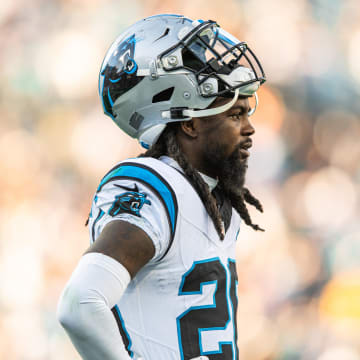Dec 31, 2023; Jacksonville, Florida, USA;  Carolina Panthers cornerback Donte Jackson (26) waits during the timeout against the Jacksonville Jaguars in the fourth quarter at EverBank Stadium. Mandatory Credit: Jeremy Reper-USA TODAY Sports