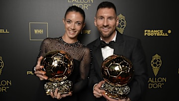 Aitana Bonmatí (left) and Lionel Messi (right) won the Women’s and Men’s Ballon d’Or trophies in 2023.