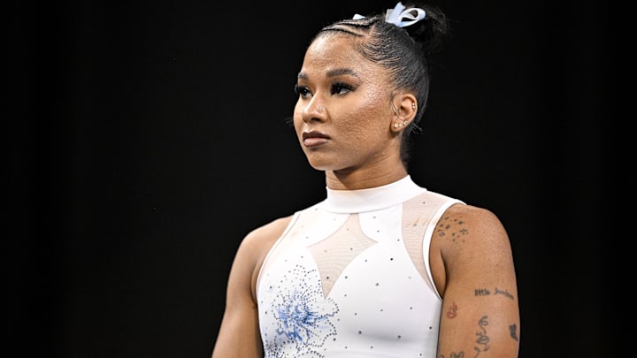 UCLA Bruins gymnast Jordan Chiles looks on before the 2025 Women's National Gymnastics Championship at Dickies Arena. UCLA Bruins gymnast Jordan Chiles looks on before the 2025 Women's National Gymnastics Championship at Dickies Arena.