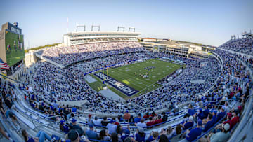 Nov 8, 2025; Fort Worth, Texas, USA; A view of the stadium and the field and the fans during the game between the TCU Horned Frogs and the Iowa State Cyclones at Amon G. Carter Stadium. Mandatory Credit: Jerome Miron-Imagn Images
