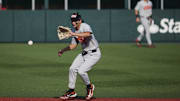 Jun 1, 2025; Corvallis, OR, USA; Oregon St. infielder AJ Singer (7) makes a play in the ninth inning against Saint Mary's at the NCAA Corvallis Regional at Goss Stadium. Mandatory Credit: Troy Wayrynen-Imagn Images