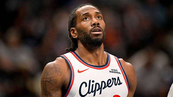 Mar 21, 2026; Dallas, Texas, USA; LA Clippers forward Kawhi Leonard (2) looks on during the second half against the Dallas Mavericks at the American Airlines Center. Mandatory Credit: Jerome Miron-Imagn Images