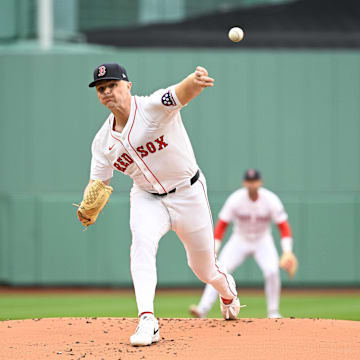Apr 6, 2025; Boston, Massachusetts, USA; Boston Red Sox starting pitcher Sean Newcomb (19) pitches against the St. Louis Cardinals during the first inning at Fenway Park. Mandatory Credit: Eric Canha-Imagn Images