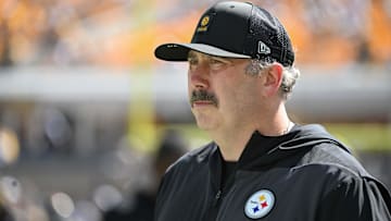 Sep 14, 2025; Pittsburgh, Pennsylvania, USA; Pittsburgh Steelers offensive coordinator Arthur Smith  walks the sideline before a game against the Seattle Seahawks at Acrisure Stadium. Mandatory Credit: Barry Reeger-Imagn Images