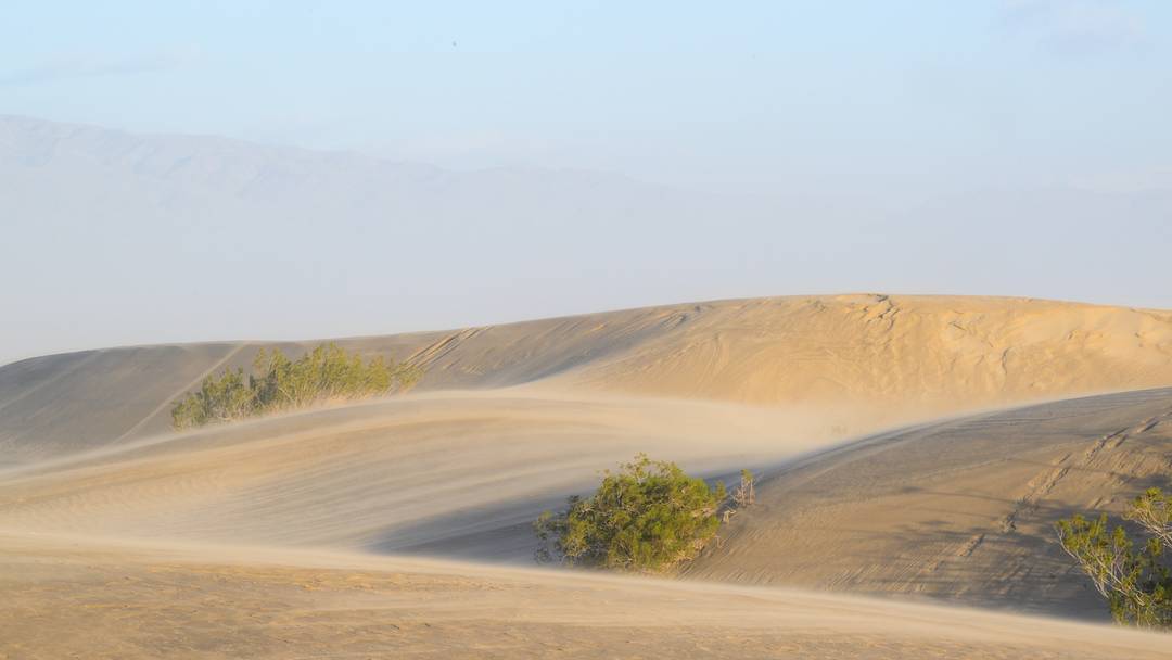 Winds at Mesquite Flat Sand Dunes in Death Valley