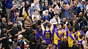 A view of the fans as Los Angeles Lakers guard Luka Doncic leaves the game during the game between the Dallas Mavericks and the Los Angeles Lakers at American Airlines Center. 