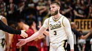 Purdue Boilermakers guard Braden Smith (3) makes a face