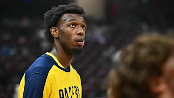 Indiana Pacers center James Wiseman (13) before a game against the Cleveland Cavaliers.