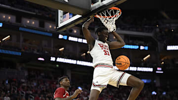 Mar 27, 2025; San Francisco, CA, USA; Texas Tech Red Raiders forward Federiko Federiko (33) dunks during the second half against the Arkansas Razorbacks during a West Regional semifinal of the 2025 NCAA tournament at Chase Center. Mandatory Credit: Eakin Howard-Imagn Images