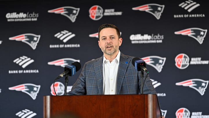 New England Patriots executive vice president of player personnel Eliot Wolf  discusses the team's recent free agent additions with the media at Gillette Stadium.