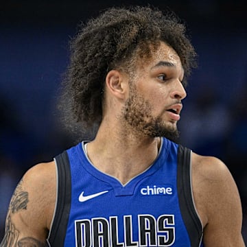 Dec 2, 2023; Dallas, Texas, USA; Dallas Mavericks center Dereck Lively II (2) In action during the game between the Dallas Mavericks and the Oklahoma City Thunder at the American Airlines Center. Mandatory Credit: Jerome Miron-Imagn Images