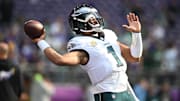 Philadelphia Eagles quarterback Jalen Hurts is a solid prop target in Week 10.