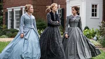 Florence Pugh, Saoirse Ronan and Emma Watson in Greta Gerwig's LITTLE WOMEN.