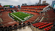 Oct 19, 2025; Cleveland, Ohio, USA; A general view of Huntington Bank Field before the game between the Cleveland Browns and the Miami Dolphins. Mandatory Credit: Ken Blaze-Imagn Images