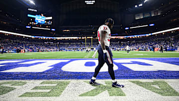 Jan 6, 2024; Indianapolis, Indiana, USA; Houston Texans running back Dare Ogunbowale (33) walks on the field before a game against the Indianapolis Colts at Lucas Oil Stadium.
