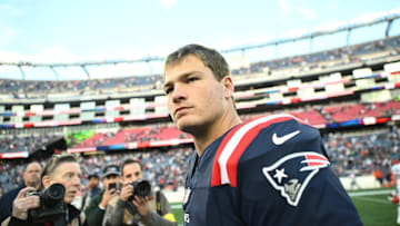 Drake Maye and the New England Patriots are favored against the Atlanta Falcons on Sunday.