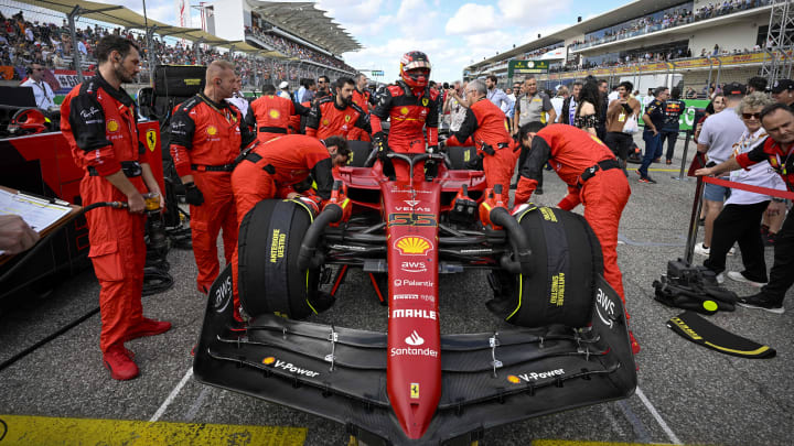 Oct 23, 2022; Austin, Texas, USA; Scuderia Ferrari driver Carlos Sainz (55) of Team Spain exits his