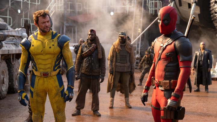 (L-R): Hugh Jackman as Wolverine/Logan and Ryan Reynolds as Deadpool/Wade Wilson in 20th Century Studios/Marvel Studios' DEADPOOL & WOLVERINE. Photo by Jay Maidment. © 2024 20th Century Studios / © and ™ 2024 MARVEL.