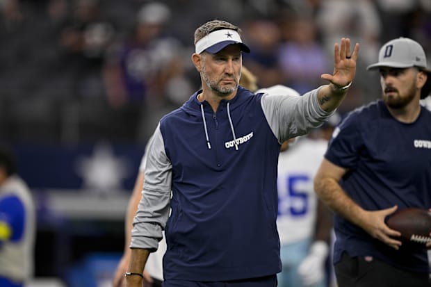 Dallas Cowboys head coach Brian Schottenheimer looks on before the game against the Baltimore Ravens. 