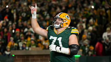 Center Josh Myers ahead of a matchup between the Green Bay Packers and New Orleans Saints
