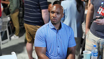 Mar 31, 2025; Palm Beach, FL, USA;  Houston Texans head coach DeMeco Ryans answers questions from the media during the NFL Annual League Meeting at The Breakers. Mandatory Credit: Jim Rassol-Imagn Images